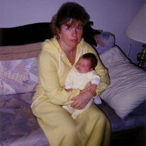 Becky dressing gown baby Caitlin