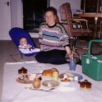 Becky Caitlin picnic dinner floor Edmonton