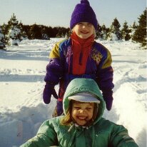 Caitlin Lindsay snowsuit sled