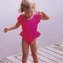Caitlin pink bathing suit