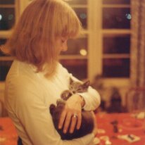 Mum holds cat